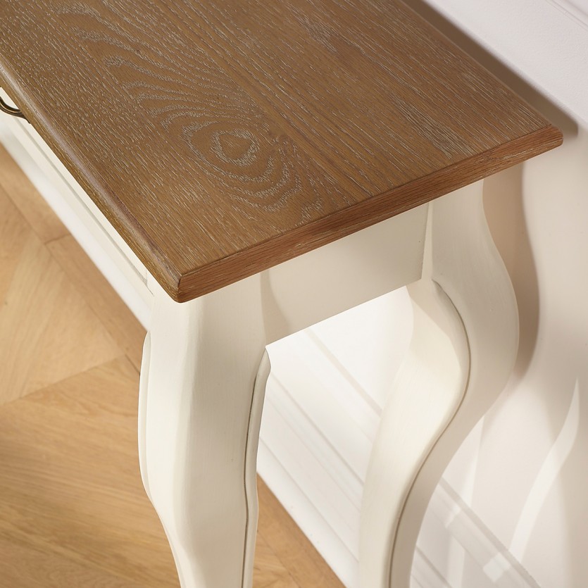 Console LOUIS - Style romantique, plateau en chêne, 3 tiroirs
