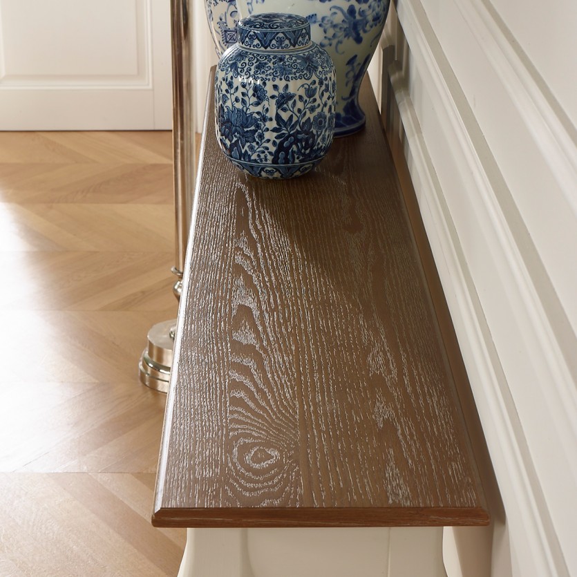 Console LOUIS - Style romantique, plateau en chêne, 3 tiroirs
