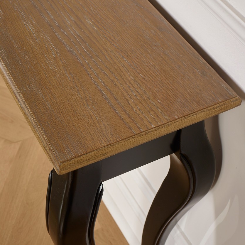 Console LOUIS - Style romantique, plateau en chêne, 3 tiroirs
