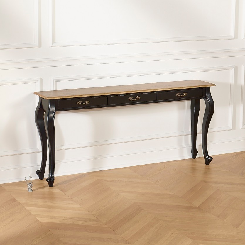 LOUIS Console - Romantic style, oak top, 3 drawers