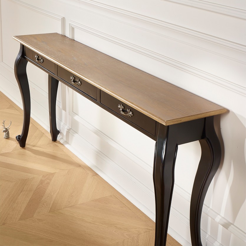 LOUIS Console - Romantic style, oak top, 3 drawers