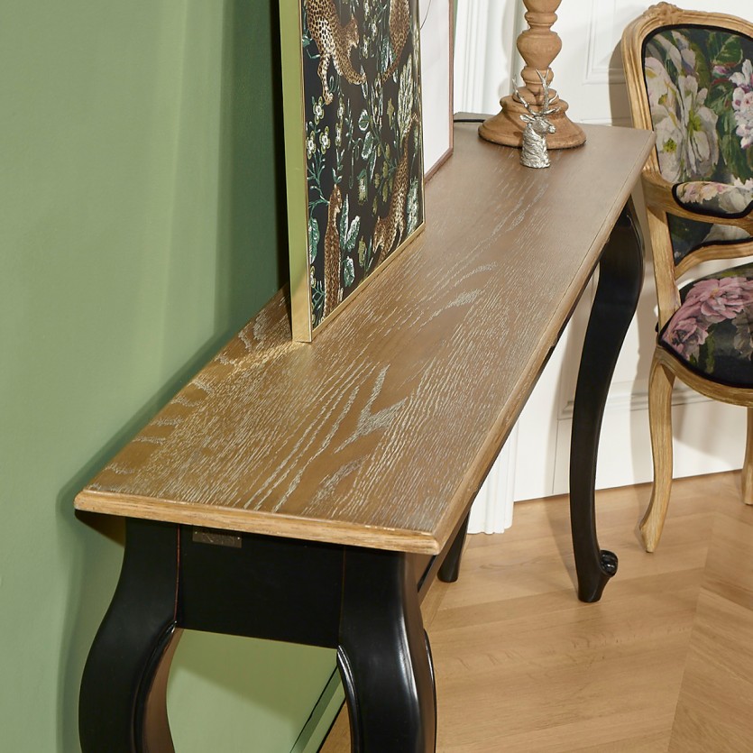 LOUIS Console - Romantic style, oak top, 3 drawers