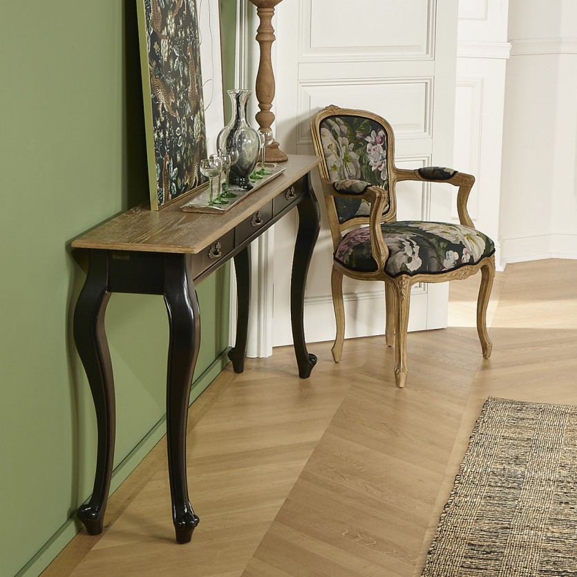 Console LOUIS - Stile romantico, piano in rovere, 3 cassetti