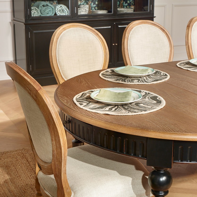 AUDE Extendable Dining Table - Romantic style in oak, 6/14 seats, FSC® certified wood