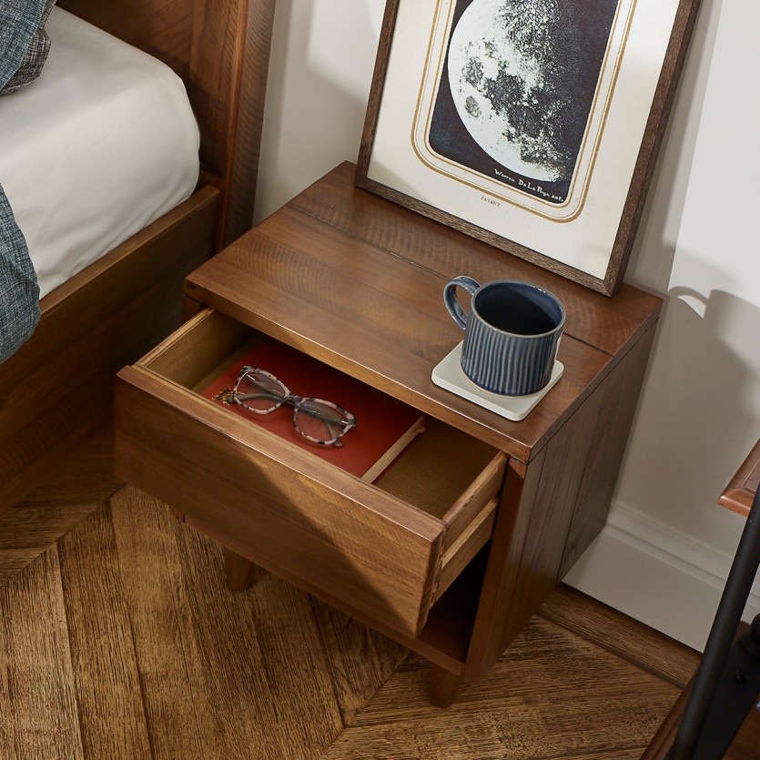 BRADLEY - Chevet en pin massif, 1 tiroir, 1 niche, bois certifié FSC®