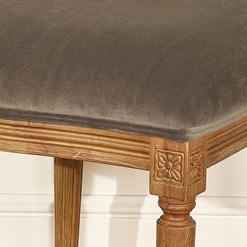 MEDAILLON - Lot de 2 chaises style Louis XV en bois massif et tissu velours gris souris, cannage, bois certifié FSC®