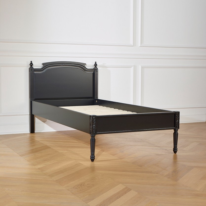 Lit simple HANNAH - Style shabby chic en bois peint, 1 place, 90 x 190