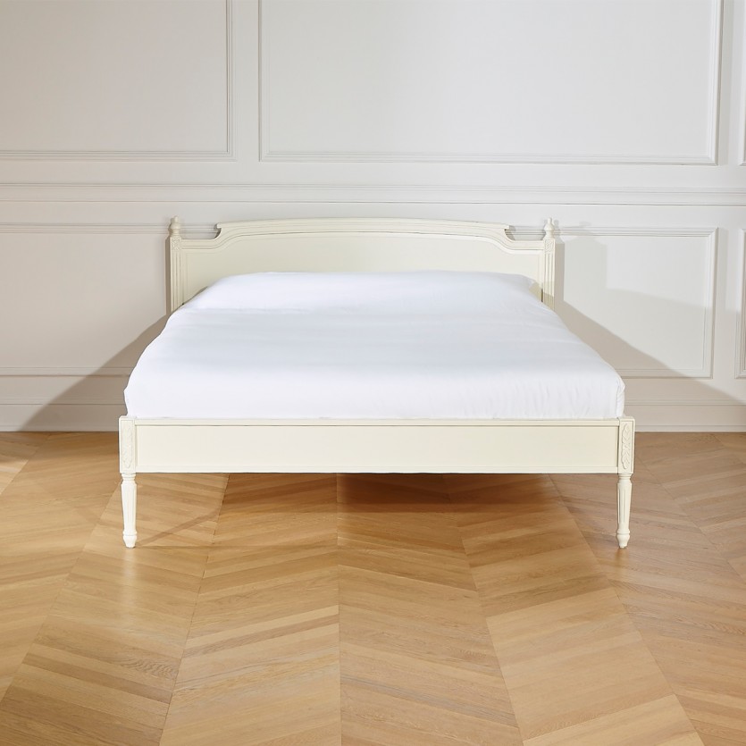 Lit double HANNAH - Style shabby chic en bois peint, 2 places, 160 x 200