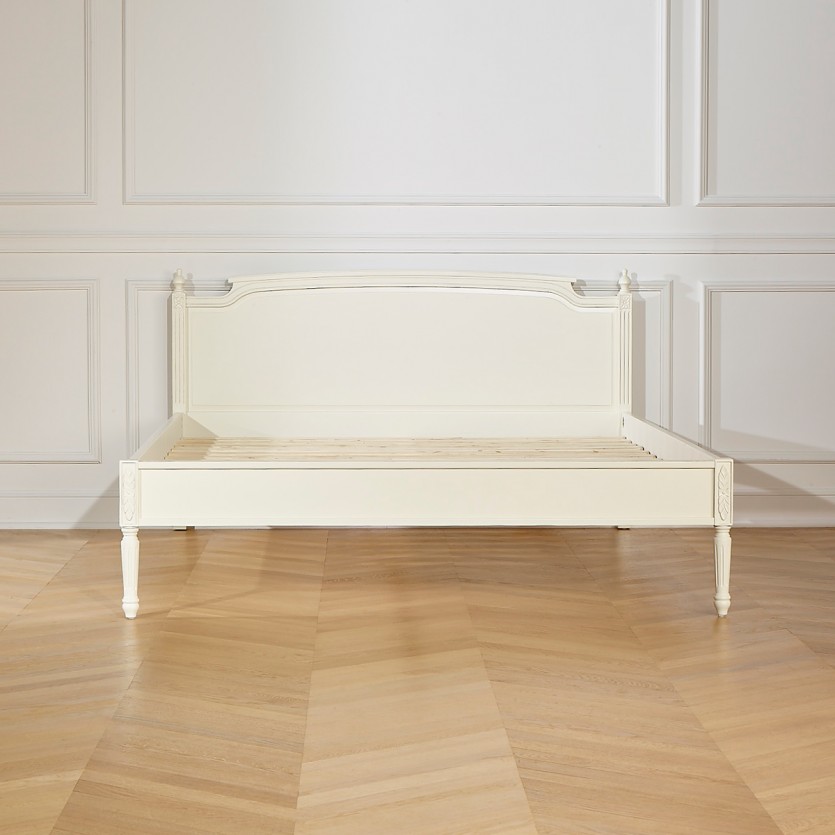 Lit double HANNAH - Style shabby chic en bois peint, 2 places, 160 x 200