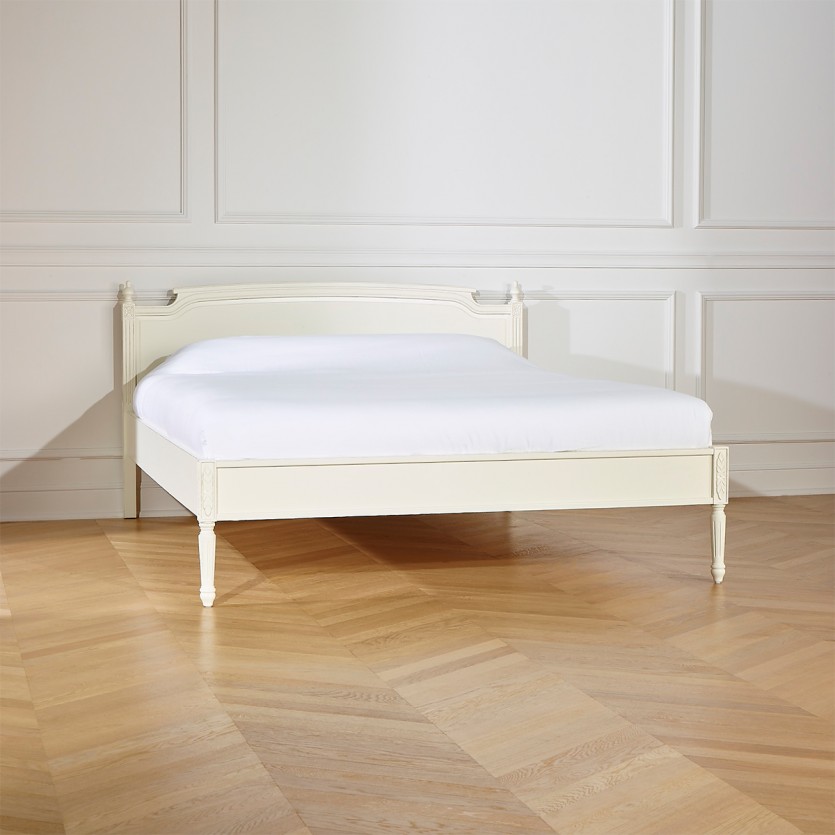 Lit double HANNAH - Style shabby chic en bois peint, 2 places, 160 x 200