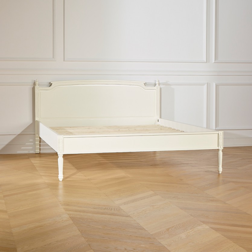Lit double HANNAH - Style shabby chic en bois peint, 2 places, 160 x 200