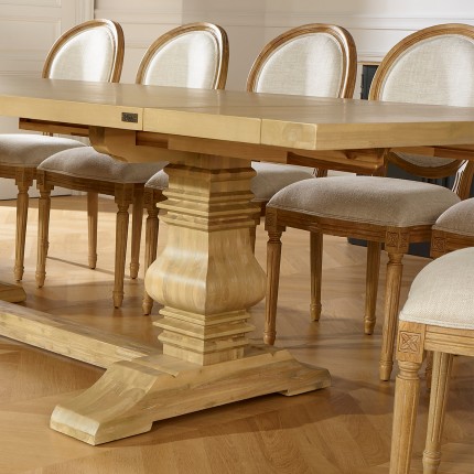 Table à manger extensible PENELOPE - Style chalet, 2 allonges, 8/12 couverts