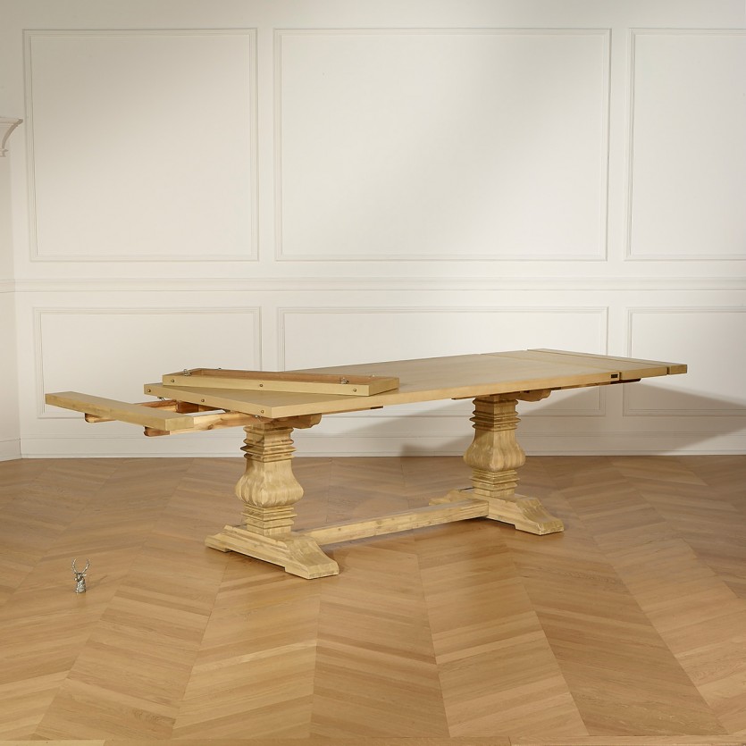 Table à manger extensible PENELOPE - Style chalet, 2 allonges, 8/12 couverts