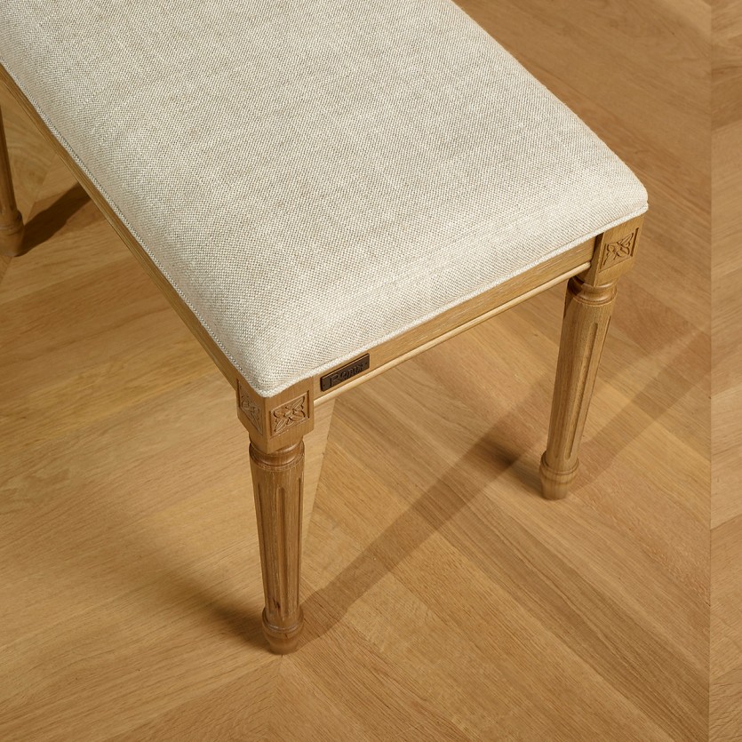 STEPHEN Bench Sofa – Shabby Chic Style in Solid Rubberwood and Premium Linen Fabric