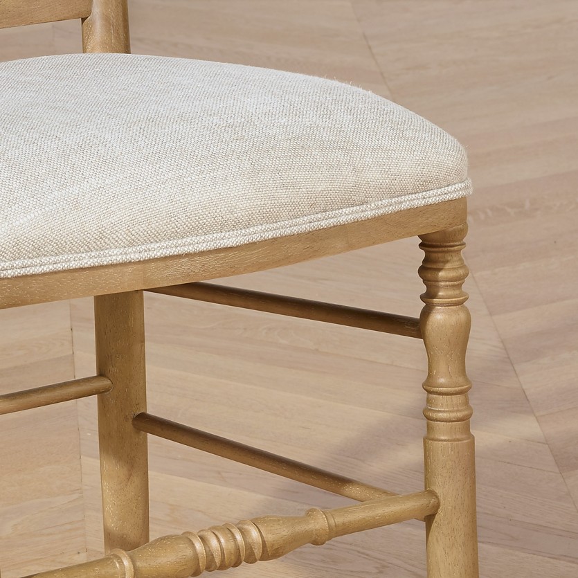 NAPOLEON III - Lot de 2 chaises baroques style romantique en bois massif et lin premium