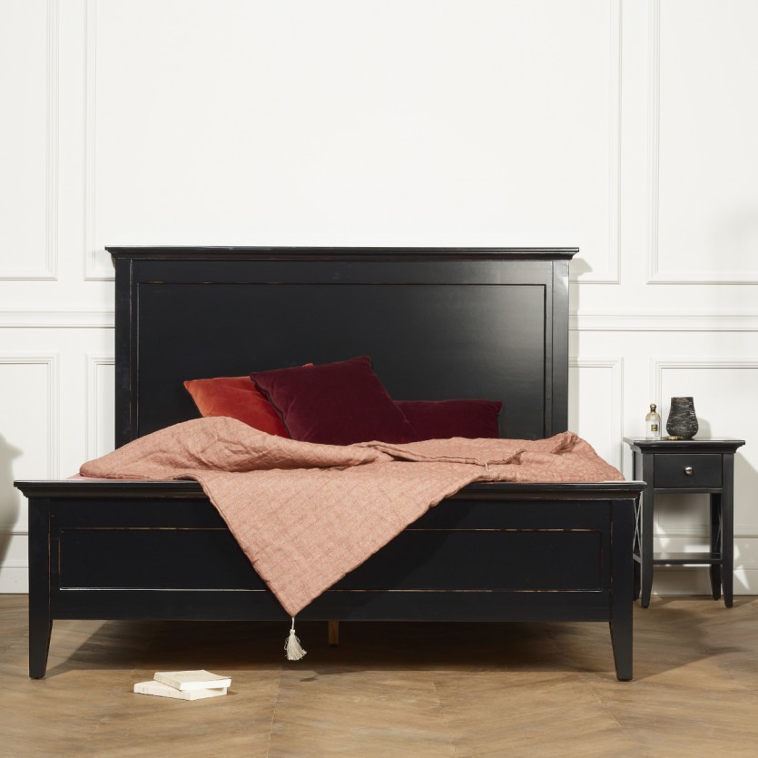 VANESSA - Chevet style classique, pied en pin massif, 1 tiroir, 1 tablette
