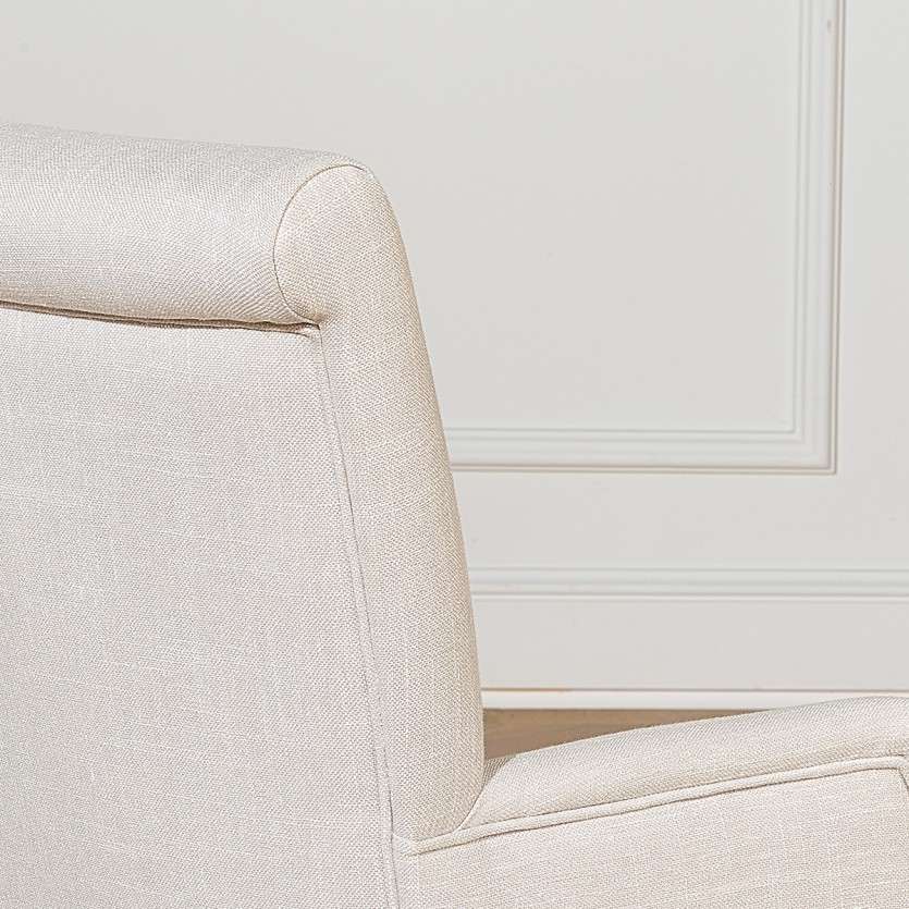 ALIX - Fauteuil de table style contemporain en bois massif et tissu ignifugé, 1 place
