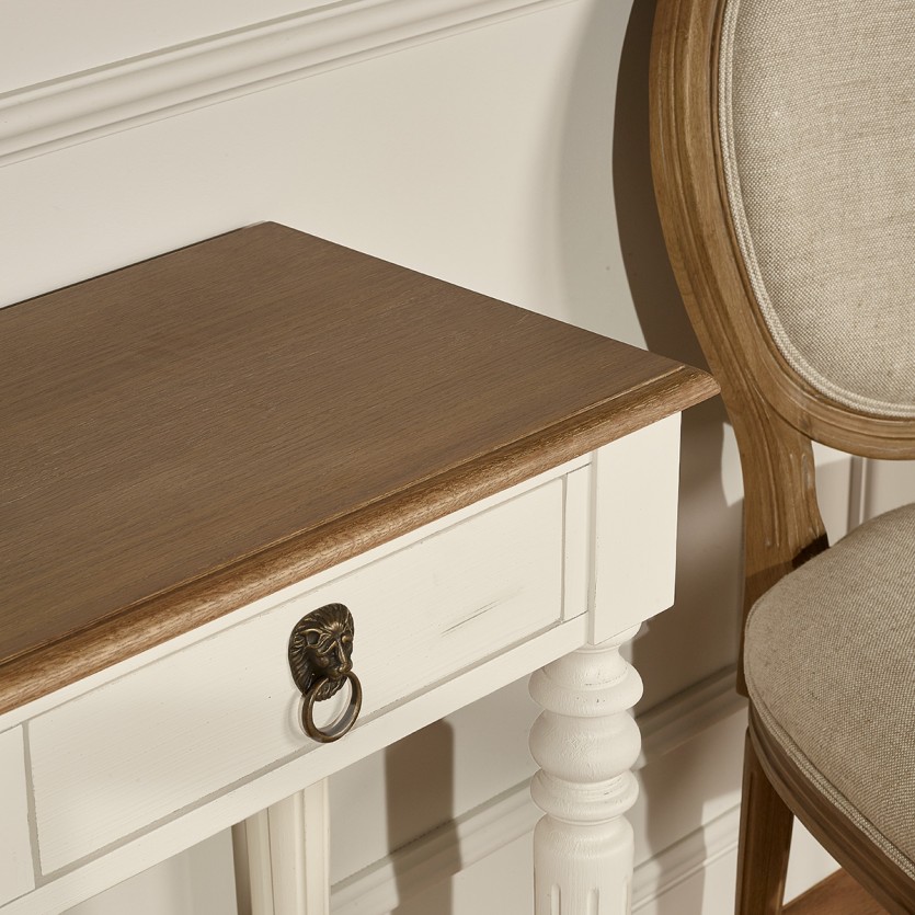 Anglois entry console - Shabby chic style, oak top, white or black patina