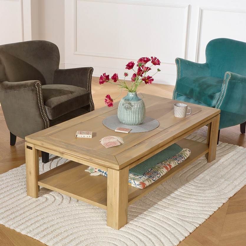 ENZO - Moderne salontafel van hout, lage plank