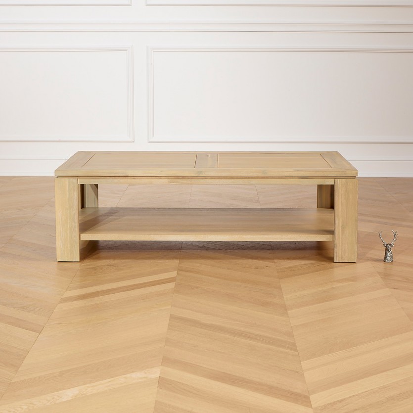 ENZO - Table basse style moderne en bois, étagère basse