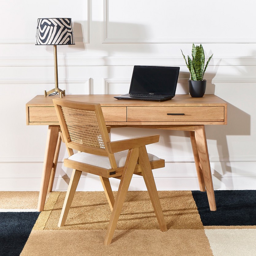 BROOKLYN Desk - Scandinavian style in oak, 2 drawers