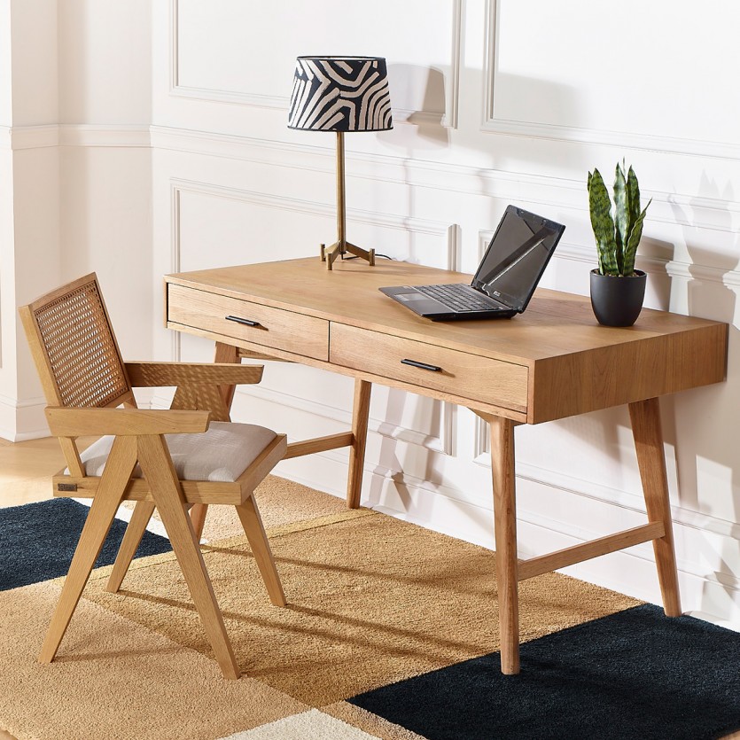 BROOKLYN Bureau - Scandinavische stijl in eikenhout, 2 laden