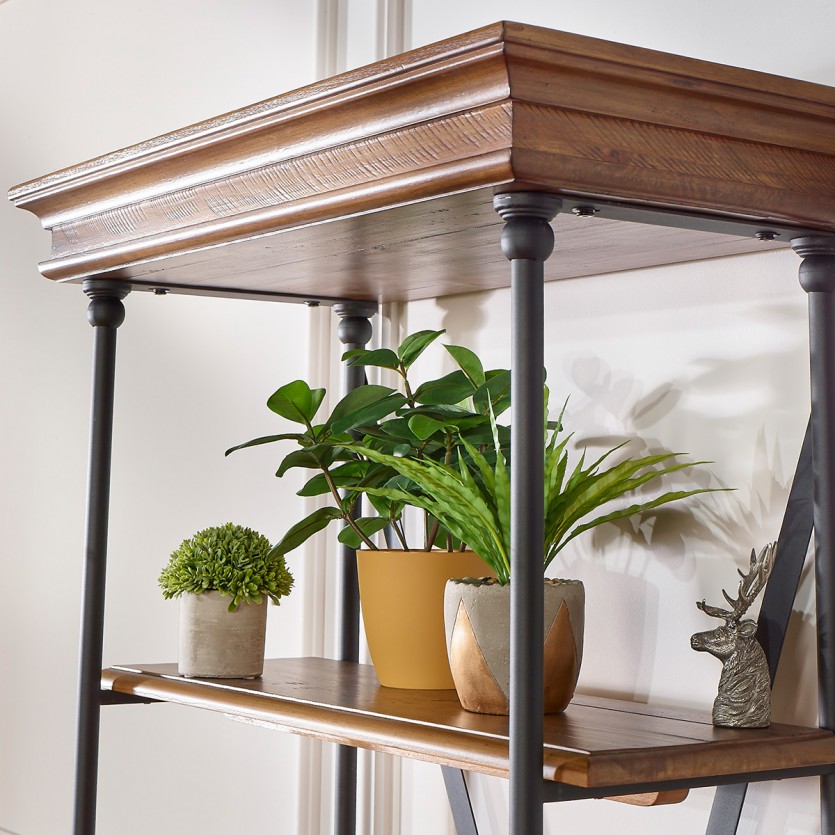 FLAUBERT - Etagère style industriel en bois massif et métal, 4 étagères