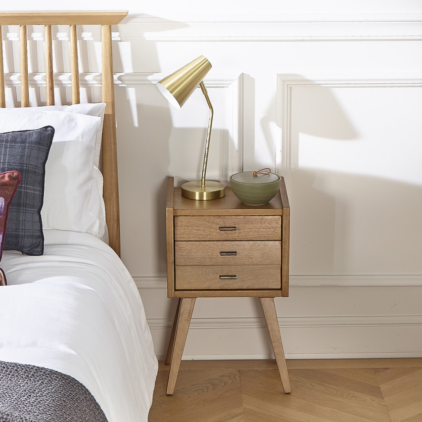 NICOLAS - Scandinavian wooden bedside table with 2 drawers