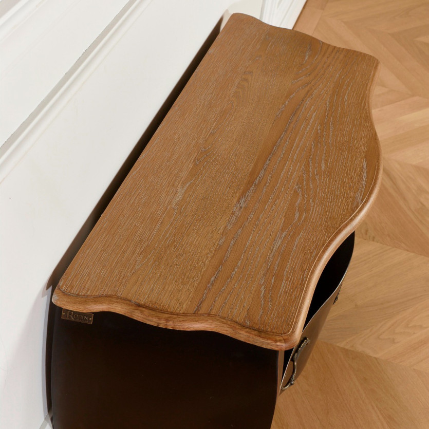 AQUITAINE – Meuble TV 100 cm style shabby chic, 1 tiroir, 1 niche, bois certifié FSC®
