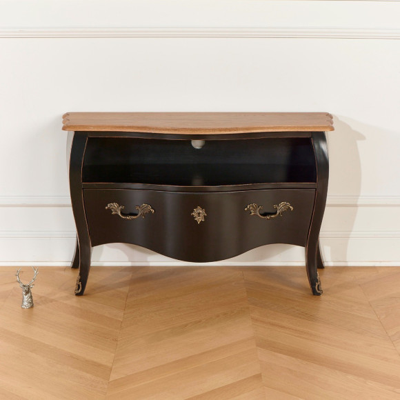AQUITAINE – Meuble TV 100 cm style shabby chic, 1 tiroir, 1 niche, bois certifié FSC®
