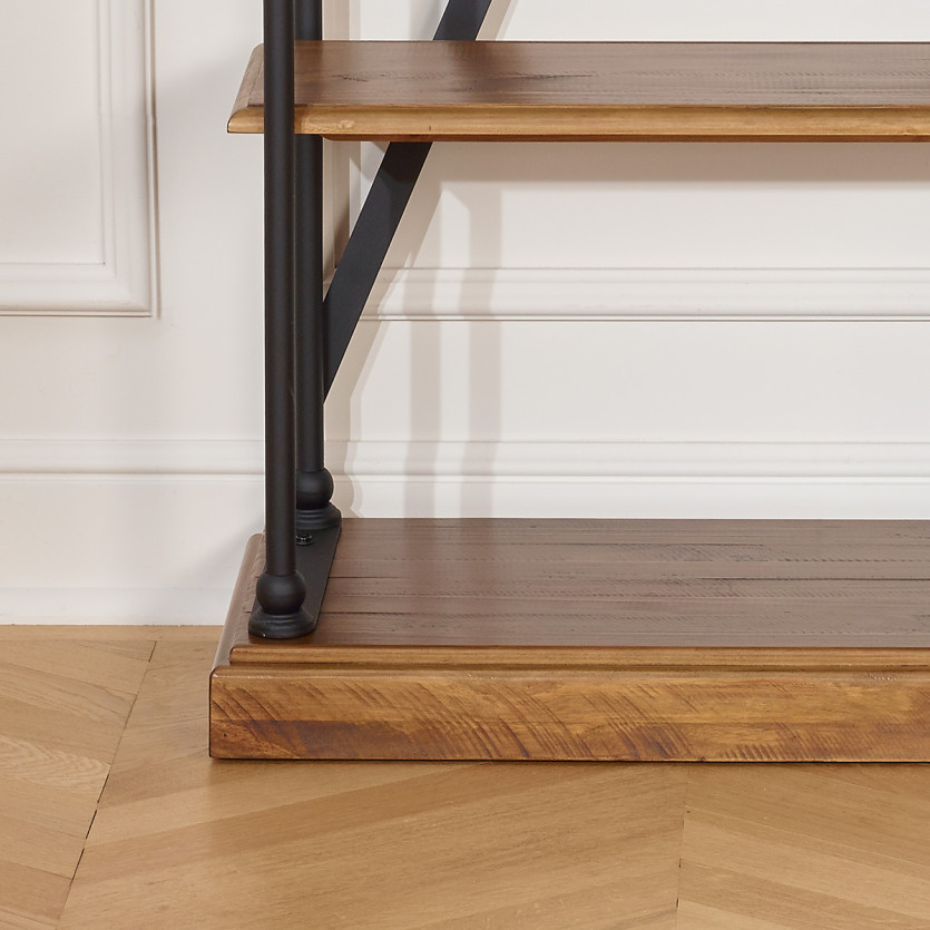 FLAUBERT - Etagère style industriel en bois massif et métal, 4 étagères