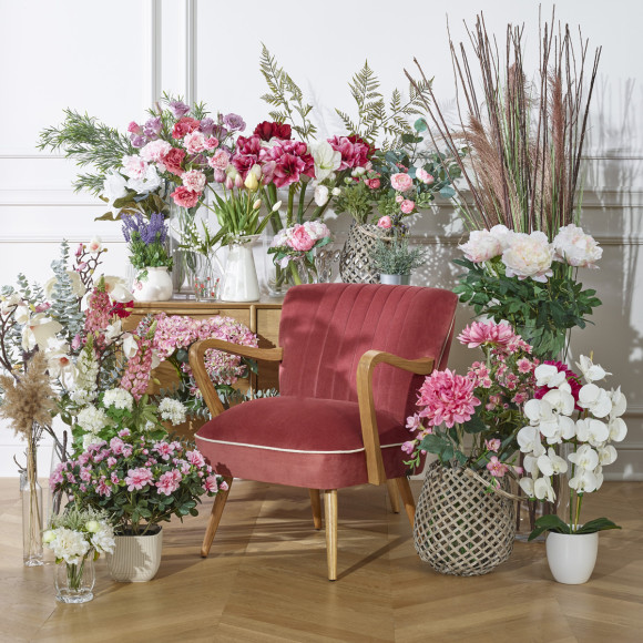 Fauteuil SIXTY - Style scandinave, en bois massif et tissu velours de coton, bois certifié FSC®, 1 place
