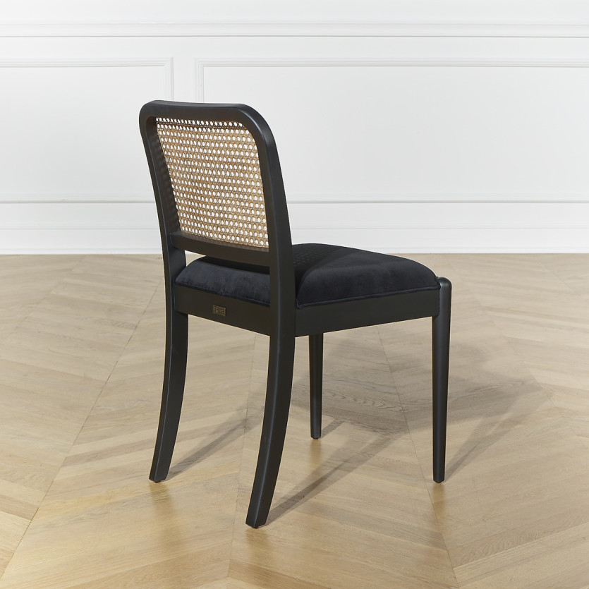 ARTHUR – Lot de 2 chaises style contemporain en bois massif et cannage, bois certifié FSC®