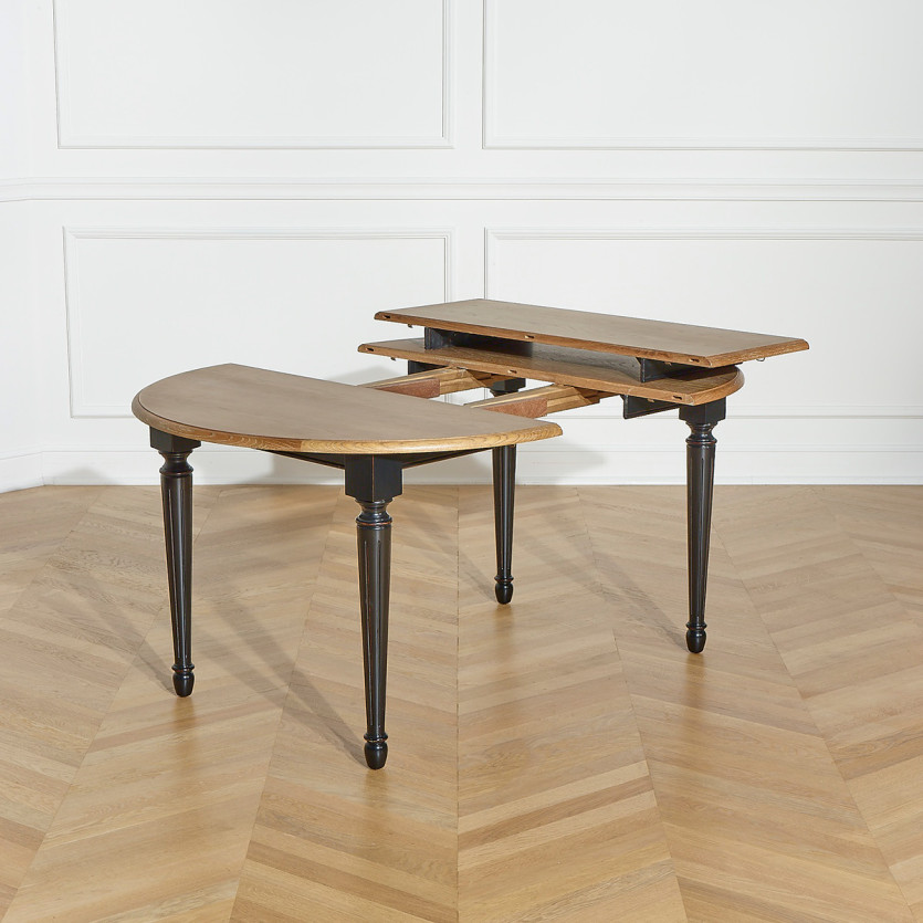 Table ronde extensible ARLINGTON - Style romantique, plateau en chêne, 4/6 couverts, bois certifié FSC®