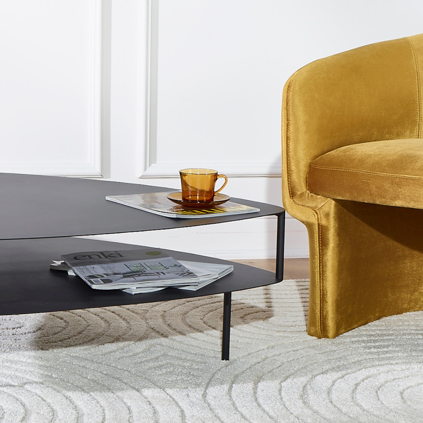 EAST SIDE - Table basse style industriel, en métal noir, double plateau