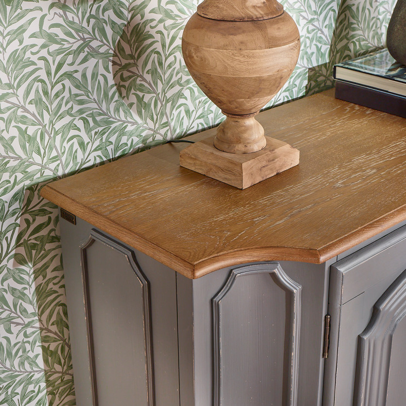 ELISABETH - Shabby chic dressoir van eikenhout, muisgrijs