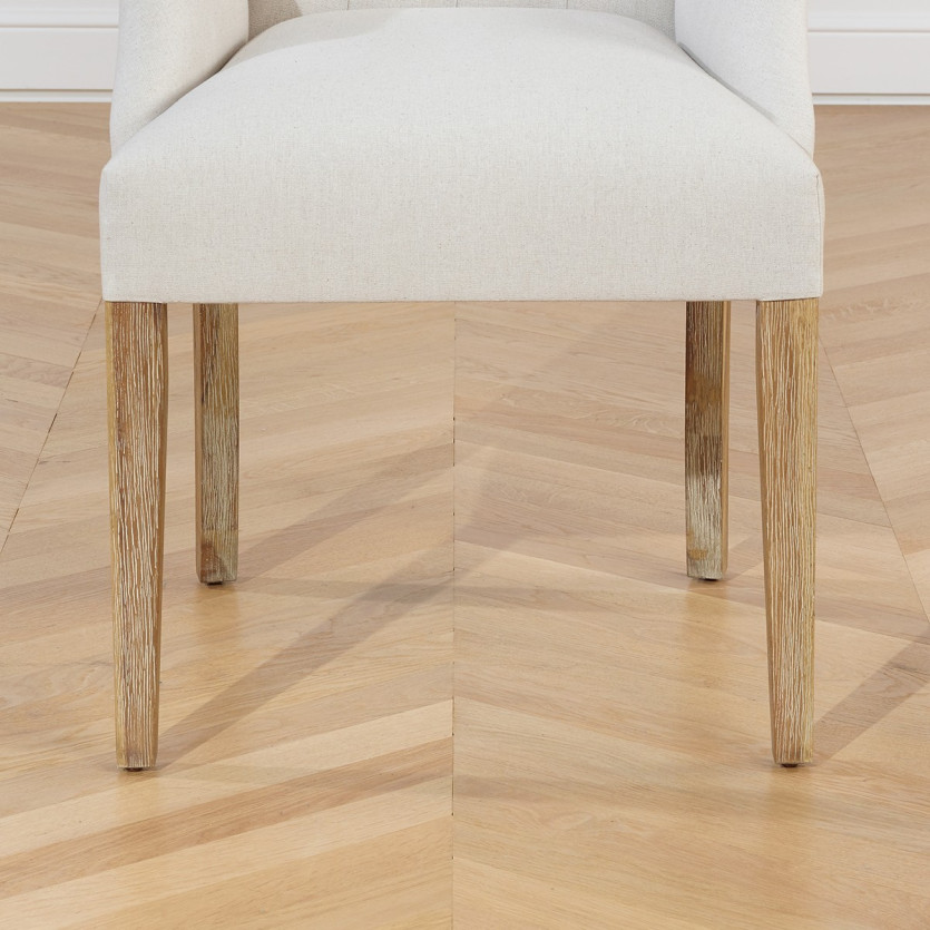 Poltrona com braços AGATA - Estilo moderno em madeira e linho de algodão, 1 lugar, madeira certificada FSC®