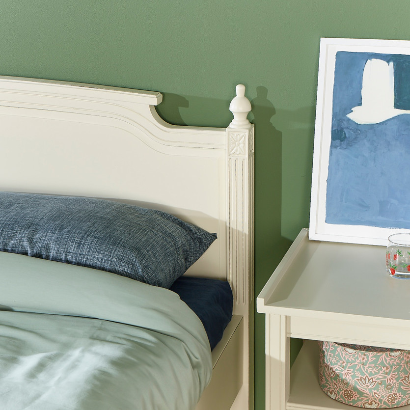 Lit double HANNAH - Style shabby chic en bois peint, 2 places, 160 x 200