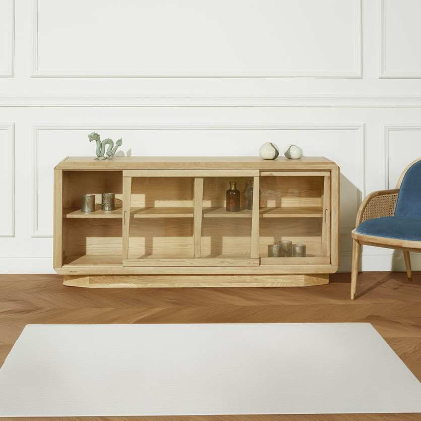 ONTARIO - Vitrine em carvalho estilo contemporâneo, 2 portas, módulo com base