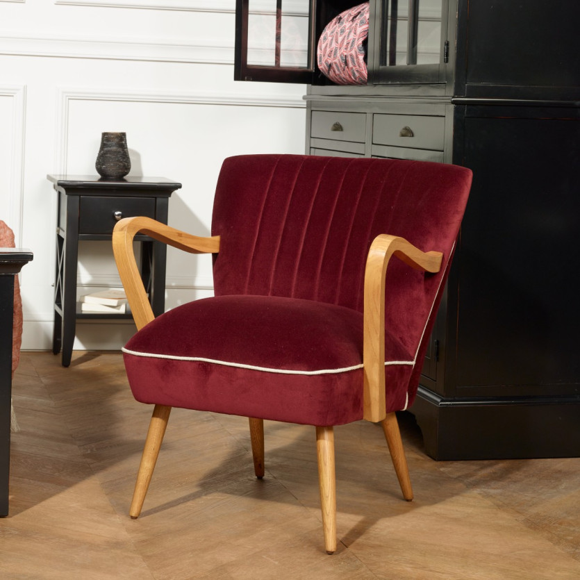 VANESSA - Chevet style classique, pied en pin massif, 1 tiroir, 1 tablette