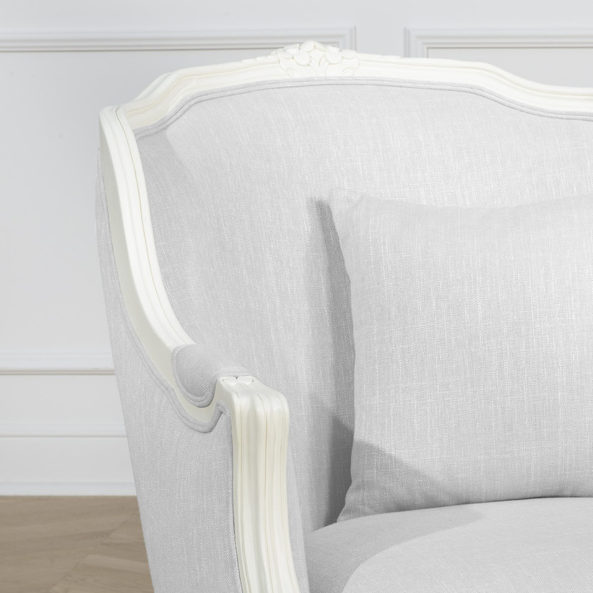 Fauteuil bergère VICTOR LINUM - Style romantique en bois massif et tissu ignifugé, 1 place
