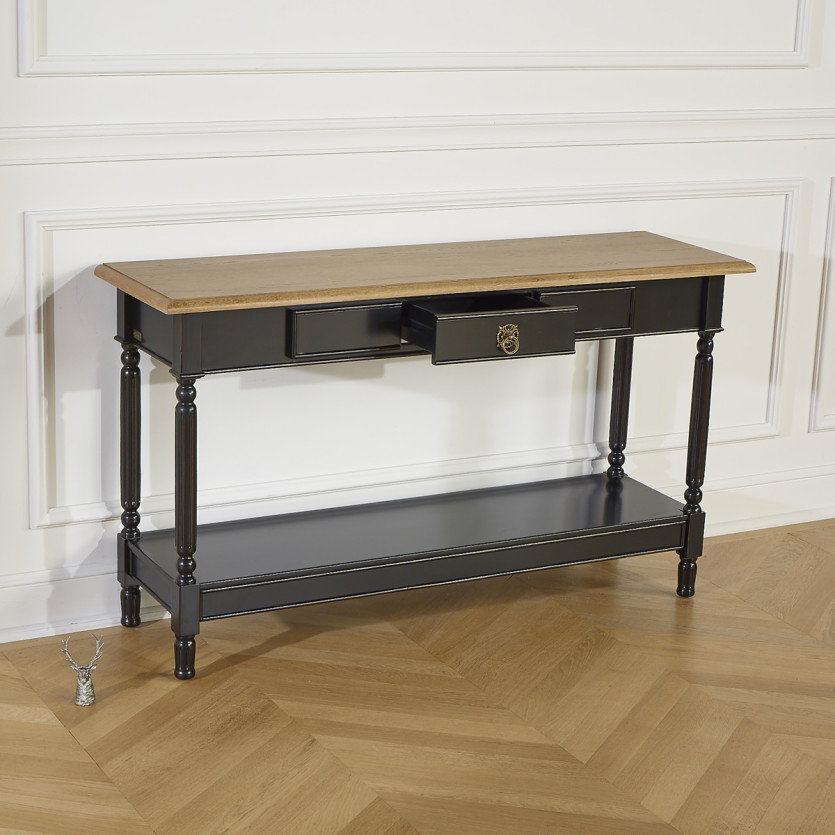 Console MARKUS – Style shabby chic, plateau en chêne, 1 tiroir, bois certifié FSC®