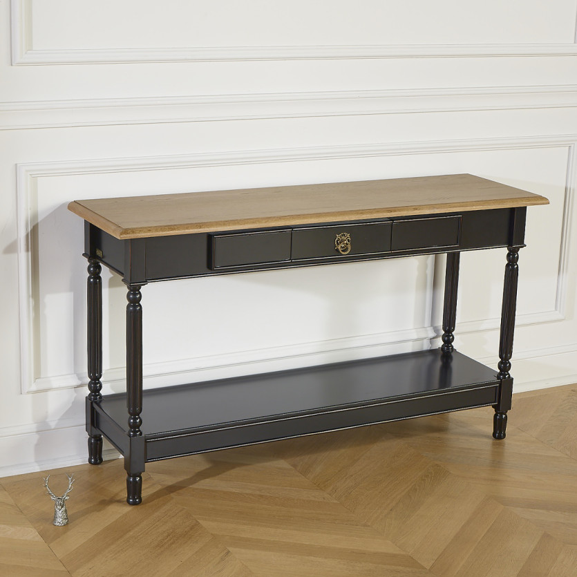 Console MARKUS – Style shabby chic, plateau en chêne, 1 tiroir, bois certifié FSC®