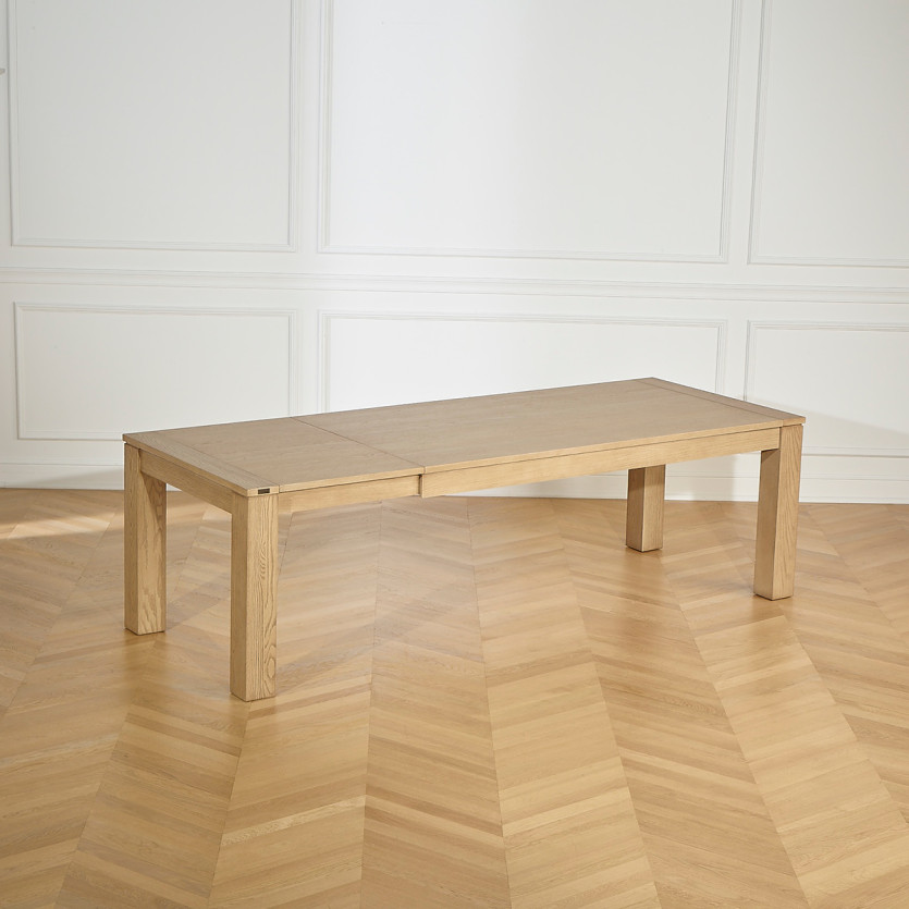 Table à manger extensible MEGÈVE - Style contemporain en chêne, 1 rallonge, 8/10 couverts, bois certifié FSC®