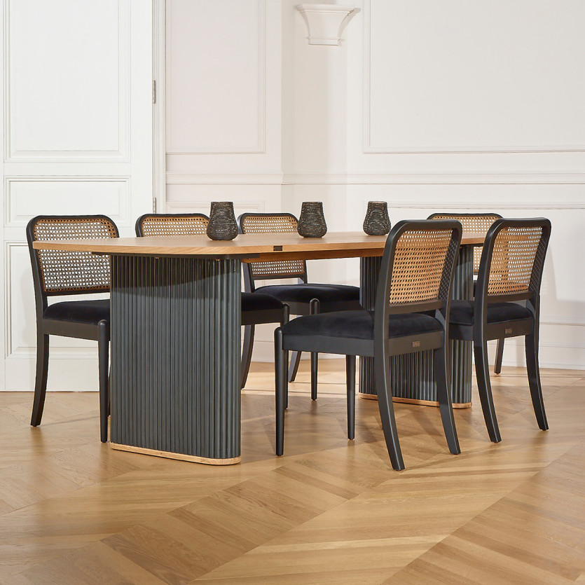 Table à manger JOËL - Style contemporain, plateau en chêne, 10 couverts, bois certifié FSC®