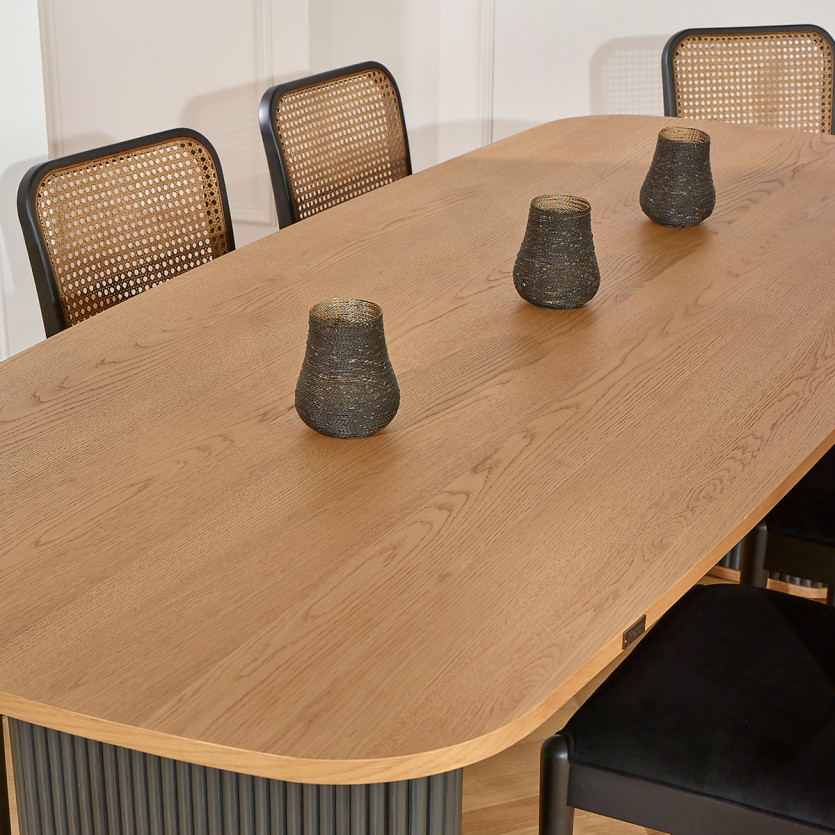 Table à manger JOËL - Style contemporain, plateau en chêne, 10 couverts, bois certifié FSC®