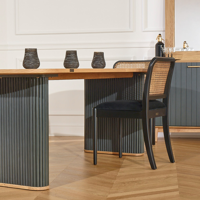 Table à manger JOËL - Style contemporain, plateau en chêne, 10 couverts, bois certifié FSC®