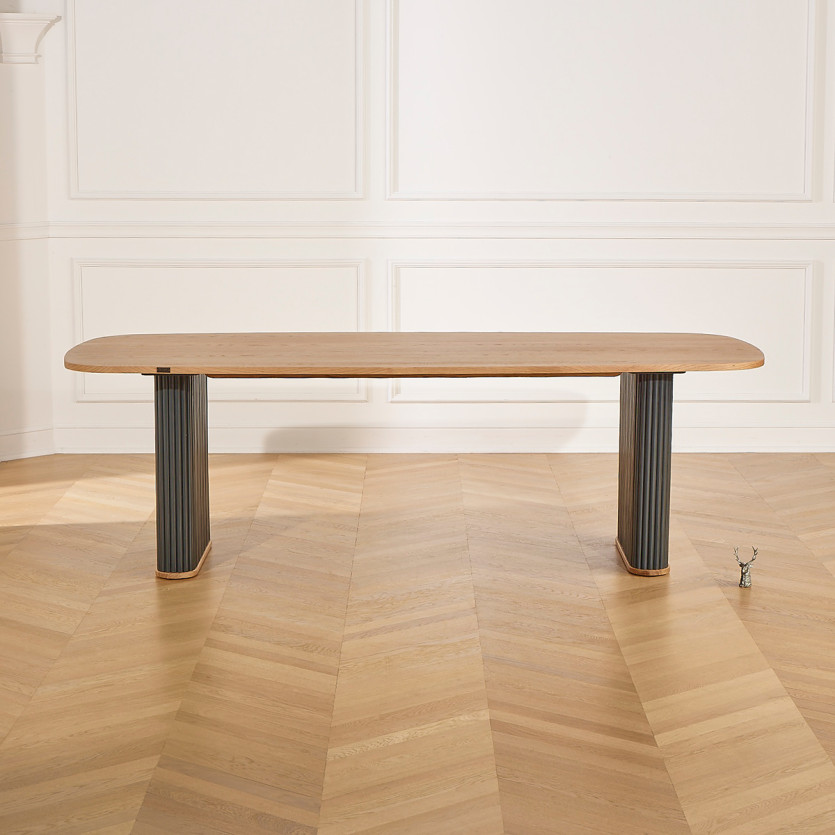 Table à manger JOËL - Style contemporain, plateau en chêne, 10 couverts, bois certifié FSC®