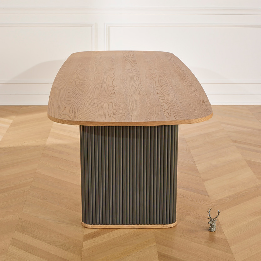 Table à manger JOËL - Style contemporain, plateau en chêne, 10 couverts, bois certifié FSC®