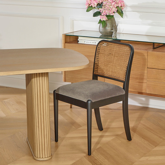 ARTHUR – Set van 2 stoelen in eigentijdse stijl van massief hout en rotan, hout met FSC®-certificering